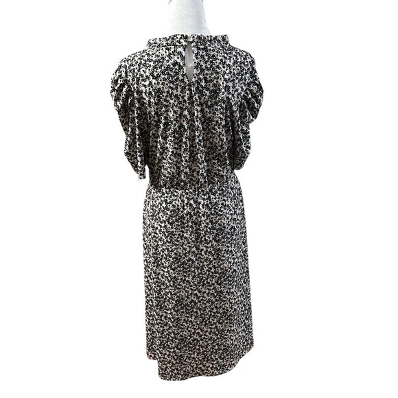 Adianna Papell Black‎ Floral Dress Short Sleeve Keyhole Back Sz M - Picture 3 of 5